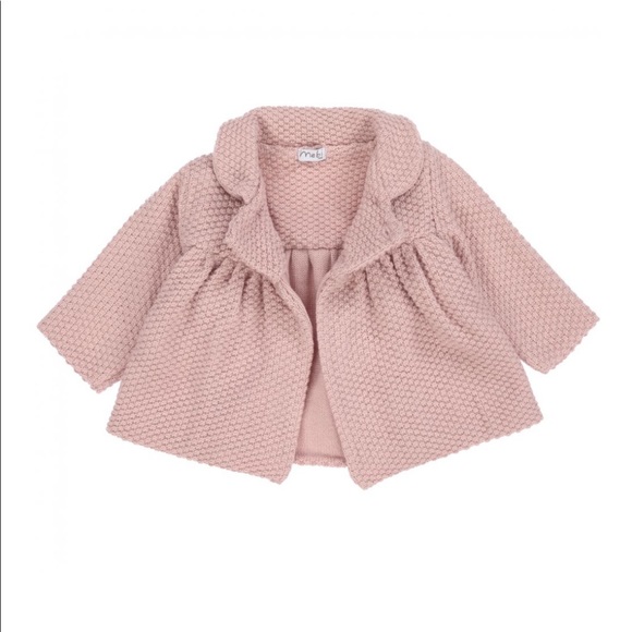 MEBI GIRLS PINK KNITTED PRAM COAT - Picture 3 of 3